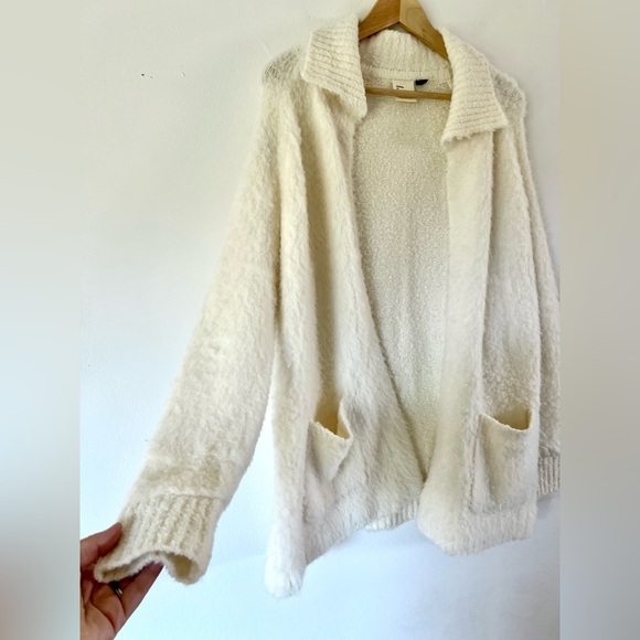 Anthropologie Sleeping On Snow Ivory Wool & Alpaca Blend Open Front Cardigan - Picture 2 of 8